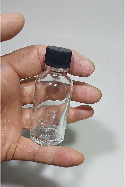 Durucam 3Pcs Clear Glass Shot Bottle Leak-Proof with Black Seal Lid Fragrance Ornament Multi-Purpose Bottle 30ml
