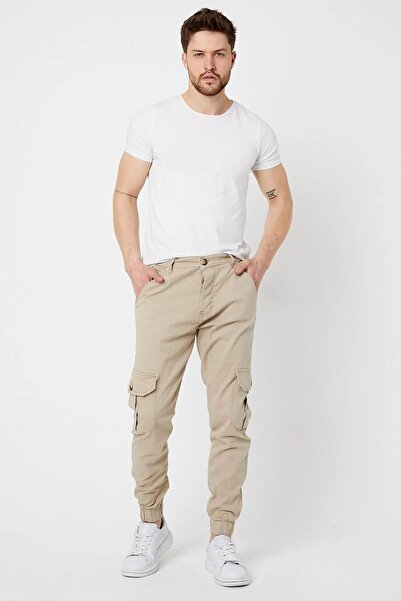 DAMGA JEANS Erkek Lastikli Paça Yüksek Bel Taş Kargo Cepli Pantolon