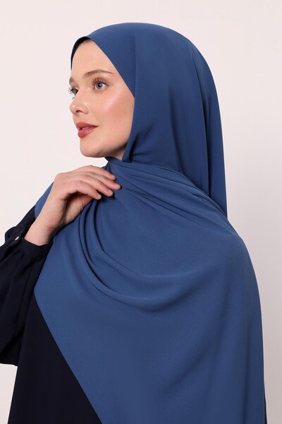 Levidor İndigo Düz Medine İpeği Şal