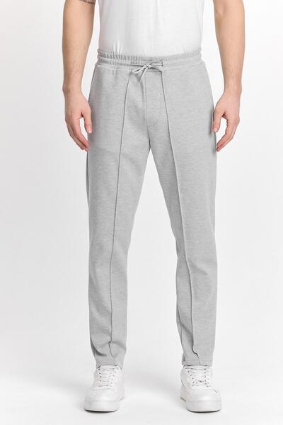 DAMGA JEANS Ανδρικό ριγέ φαρδύ ελαστικό κλασικό γκρι παντελόνι