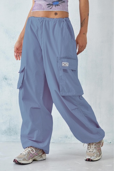 september island Blue Color Adjustable Waist and Leg Detail Oversized Cargo Pocket Piece Pants