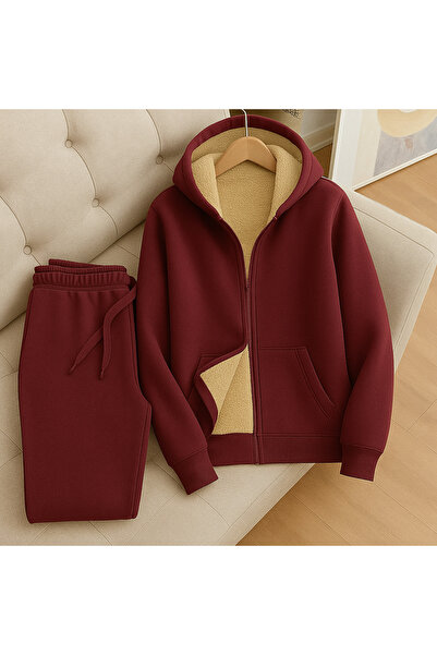 CLASSY.MODA Winter 3 Thread – Top with Welsoft Fur Inside, Except Kullar, Sha Fleece-Lined a Hooded Tracksuit Set-Unisex