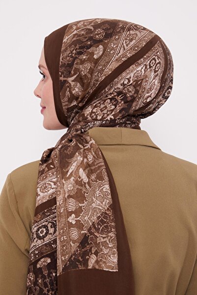 Levidor Brown Motif Pattern Royal Shawl