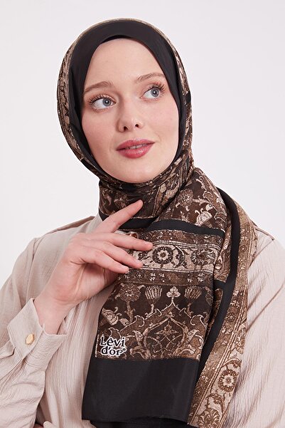 Levidor Bitter Brown Motif Pattern Royal Shawl