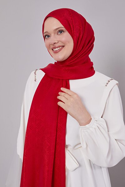 Levidor Red Bar Pattern Jacquard Janjan Shawl