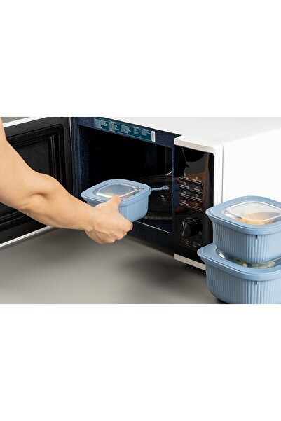 Nesto Home 3-Piece Microwave Compatible Storage Container Set - with Lid, 1X600 1X1100 1X1800