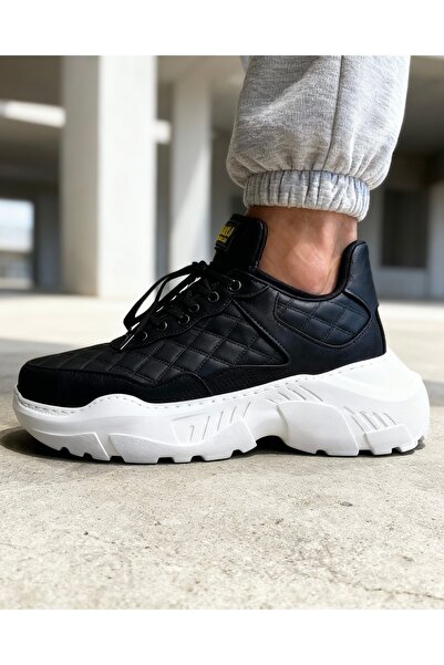 Knack Ежедневни обувки с висока подметка N75, ватирани, черни (с бяла подметка)