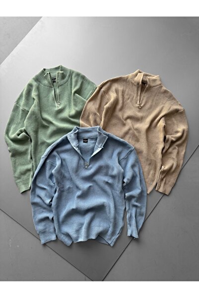 SR 3 Pieces Knitwear Thessaloniki Sweater with Half Zipper