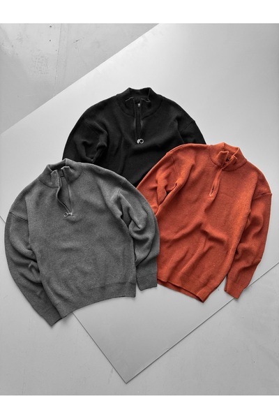 SR 3 Pieces Knitwear Thessaloniki Sweater with Half Zipper