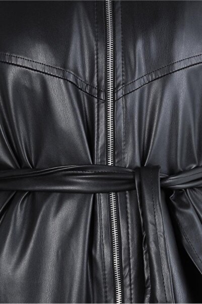 Alvina KAPÜŞONLU DERİ TRENÇKOT 10816