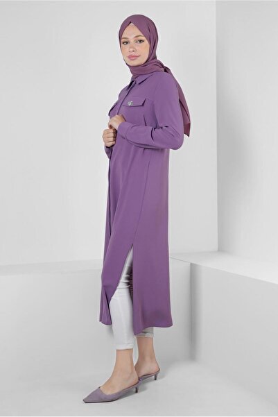 Alvina SHIRT COLLAR STONE DETAIL TUNIC 43815