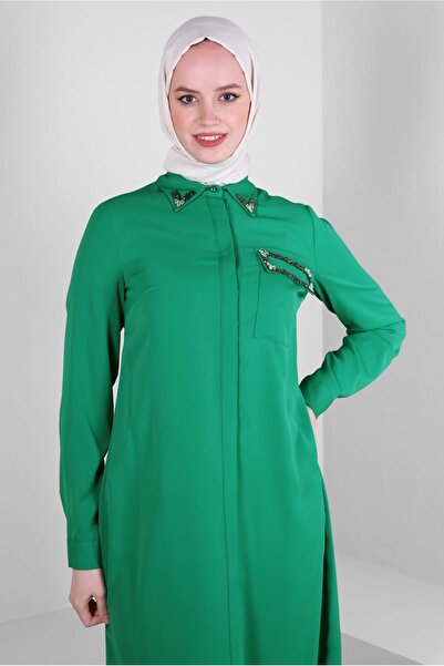 Alvina STONE PRINTED HIDDEN BUTTON LONG TUNIC 43548