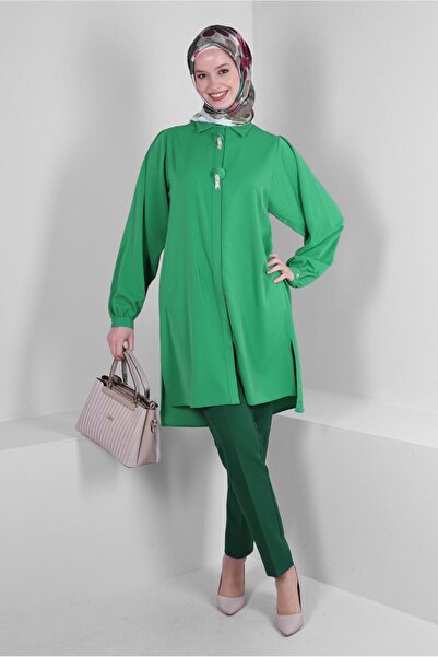 Alvina STONE TASSEL DETAILED HIDDEN BUTTON TUNIC 43502