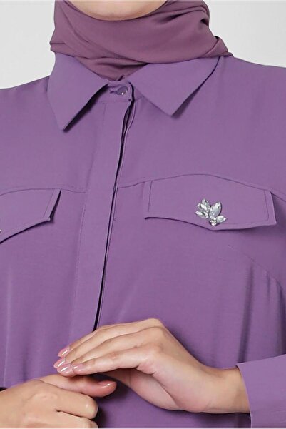 Alvina SHIRT COLLAR STONE DETAIL TUNIC 43815