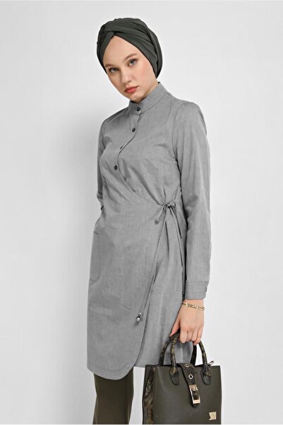 Alvina Lace-Up Buttoned Tunic 41464