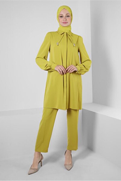 Alvina STONE DETAILED WAIST RUBBERED DOUBLE PANT SUIT 43910