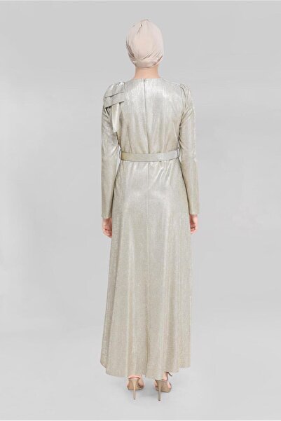 Alvina Stone Detail Silvery Evening Dress 40769