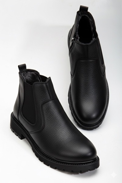 TAREVO Erkek Kışlık Bot – Suni Deri, İçi Kürklü, Lastikli ve Fermuarlı Rahat Tasarım