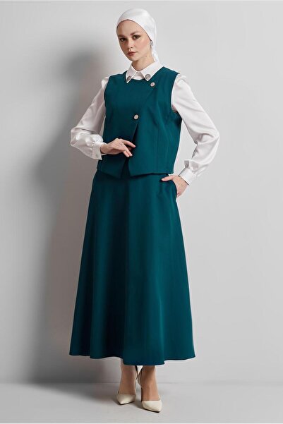 TRENDTESETTÜR Women's Green (Giraffe) Vest Etelik Takim t 3340