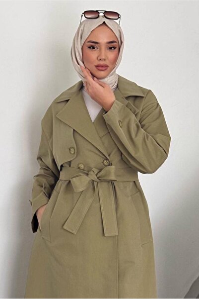 TRENDTESETTÜR Women's Khaki Belted Trench Coat t 78852