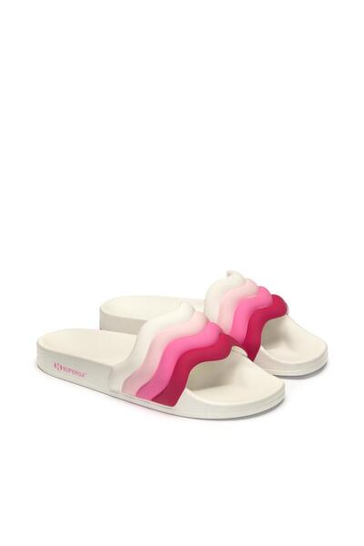 Superga Gepolsterte weiße Hausschuhe für Damen Modell Curly Modell 1908 - Streifendesign