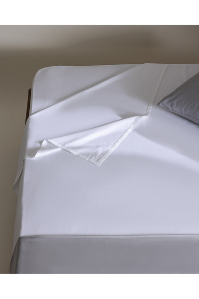 Madame Coco Σεντόνια Sibyla Μονό 100% Βαμβακερό Σατέν Επίπεδο - Λευκό