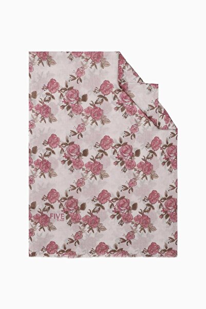 FİVESCARF Şeker Pembesi Relax Büyük Çiçekli Şal