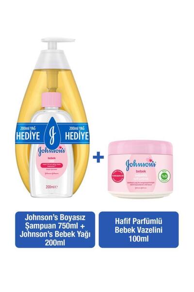 Johnson's Johnson’s Bebek Şampuanı 750+ Yağ 200 ml + Hafif Parfümlü Bebek Vazelini 100 ml