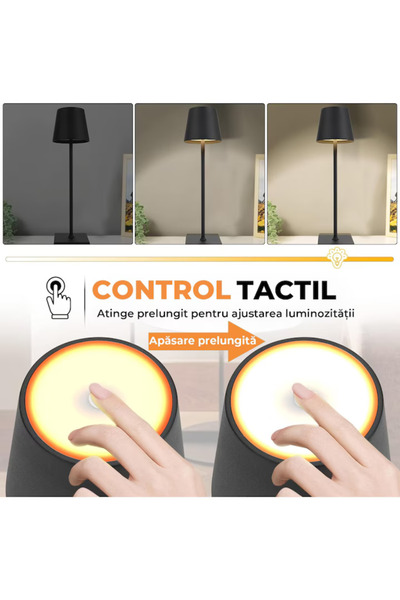 varioshop Set 2 x Lampa de masa touch led incarcabila VarioShop®, veioza ambientala cu control tactil, functi