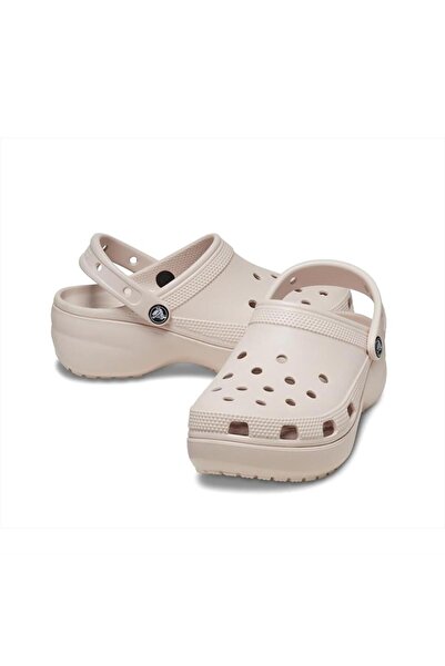 Crocs Γυναικείες μπεζ παντόφλες Classic Platform Clog W