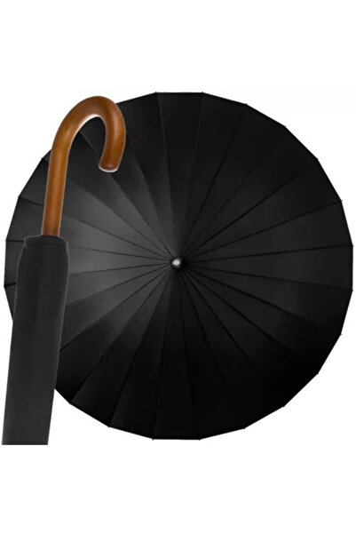 varioshop Umbrela automata VarioShop®, 24 fire din fibra de sticla, maner din lemn, rezistenta la vant, siste