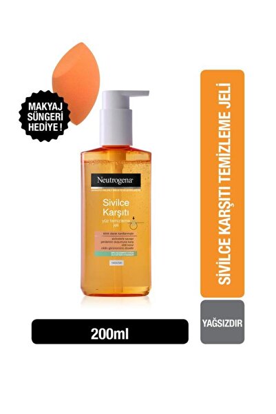 Neutrogena Sivilce Karşıtı Günlük Yüz Temizleme Jeli 200 ml + Makyaj Süngeri ...