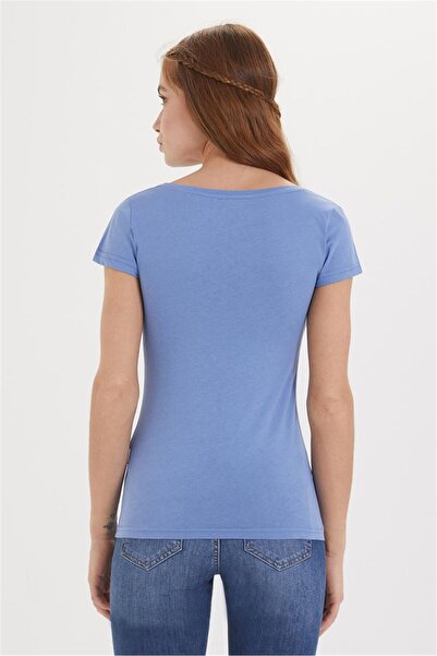 Lee Cooper Cindy Women's 100% Cotton V-Neck T-Shirt Blue