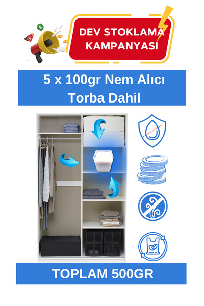 Supervalue Nem Alıcı Aparat Ve Toplam 500gr,5 Nem Alıcı Torba,rutubet Giderici,kokusuz,kapalı Alanlara Uygun