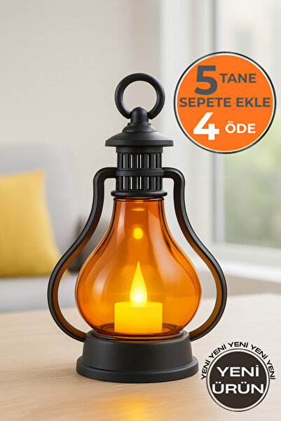 Soft Kare LED Mum Gaz Lambası Tipi-Retro Vintage Pilli - Dumansız Alev Efektl...