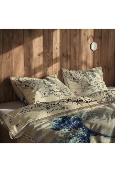 The Lucid Lab The Lord of the Rings & Kanagawa Oki Nami Ura Çift Taraflı Nevresim Takımı - 200 cm x 220 cm