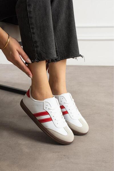 galya shoes Women's White-Red Sports Shoes