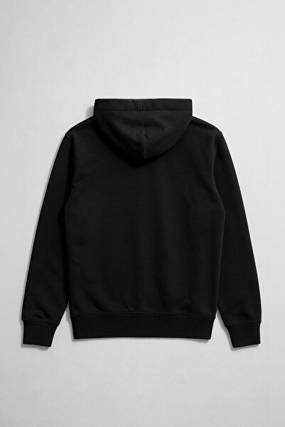 MARKAPIA Men's Zippered Hooded Pocket Black Sweatshirt