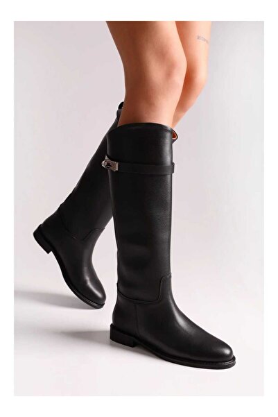 POTEEN Cizme lungi și elegante pentru călărețe Hermod pentru femei, cu detali...