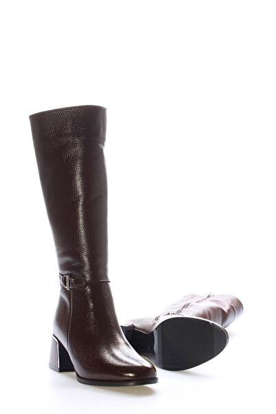 FAST STEP Hakiki Deri Kürklü Kadın Dolgu Topuk Çizme 064KZA267