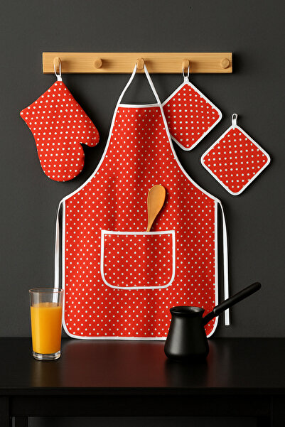 ÇIQRIK HOME 4 Piece Luxury Kitchen Apron Set, Liquid Proof Kitchen Apron, Oven Mitts and 2-Piece Holder Set