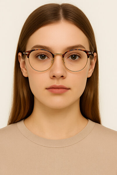 Zevahir Unisex Leopar Gold Çerçeve Mavi Işık Filtreli Ekran Gözlüğü