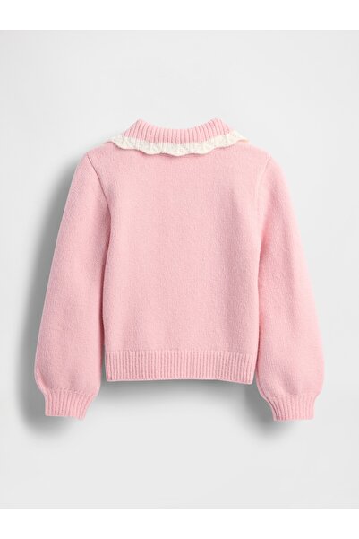 GAP Kız Bebek Pembe CashSoft Yaka Detaylı Kazak