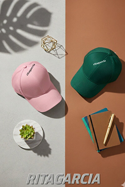 Ritagarcia Комплект от 2 унисекс регулируеми спортни шапки в зелено-розово