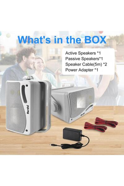 Choice مجموعة مكبرات صوت 3.5 بوصة بمقبس الاتحاد الأوروبي باللون الأبيض من Herdio مكبرات صوت بلوتوث خارجية مقاومة للماء 200 وات 3 طرق U مقاس 3.5 بوصة