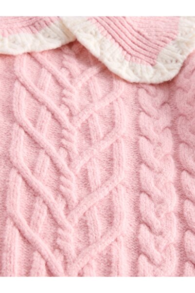 GAP Kız Bebek Pembe CashSoft Yaka Detaylı Kazak