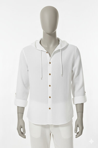 Hanımağa Kapüşonlu Müslin Uzunkol Gömlek