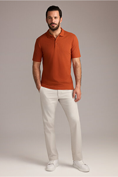 Kiğılı Polo Yaka Regular Fit Nakışlı Pamuklu Tişört