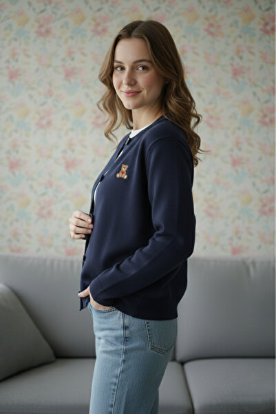 Safgiyim44 Teddy Bear Patterned Vest Navy Blue