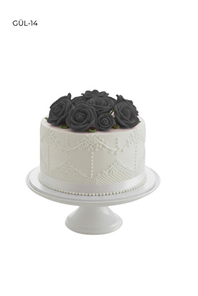 PASTRY PLANET Pasta Üstü Gül Süs 14 Adet Siyah Renk